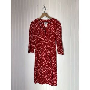 Vintage Atina by Karon Crosby Red Floral Prairie Dress USA Made Cottagecore Sz 6
